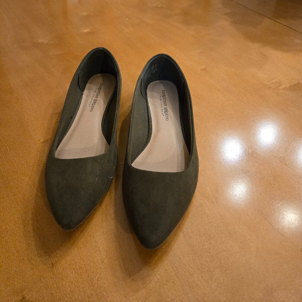 Deep Olive Suede Flats- Size 9
